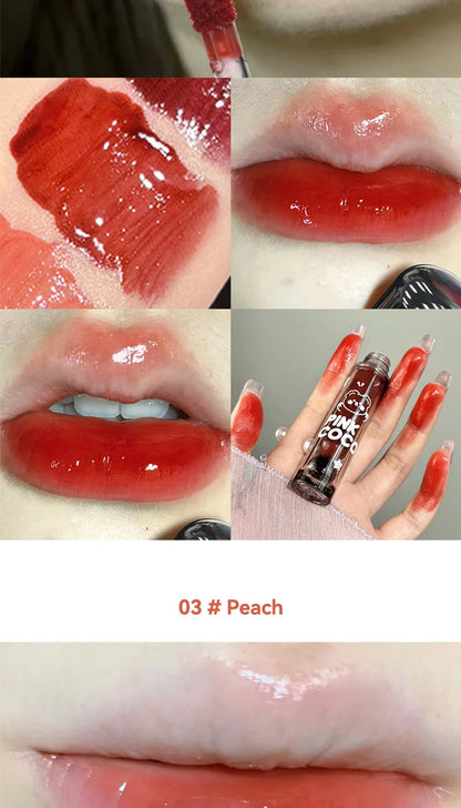 Pinkcoco Bear Doodle Mirror Lip Glaze Long Lasting Shine - Smarsty
