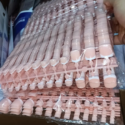 120 Pieces Pink Square Toe Nail Tips Full Cover Extensions - Smarsty