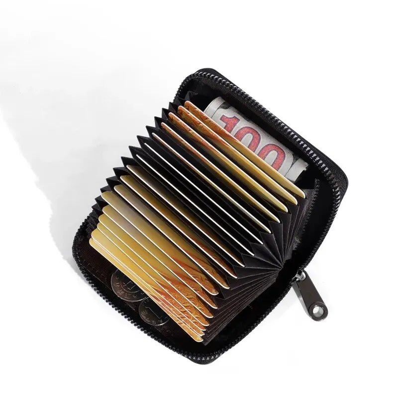 20 Detents Cards Holders PU Business Bank Credit Bus ID Card Holder Cover Coin Pouch Anti Demagnetization Wallets Bag Organizer