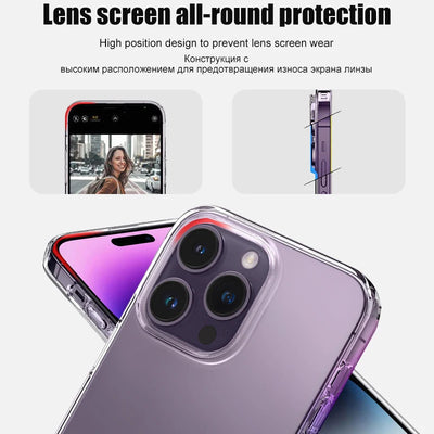 Luxury Clear Silicone Phone Case For iPhone 16 15 14 13 12 11 Pro Max XR X XS 7 8 Plus Shockproof Transparent Bumper Back Cover by Smarsty