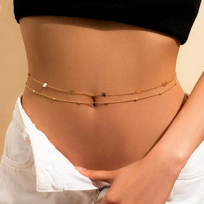 Beach Bikini Waist Chain with Rhinestone Pendant - Smarsty