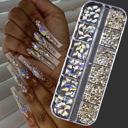 Mixed Nail Rhinestones with Shiny Clear Colors for Stunning Nail Art - Smarsty