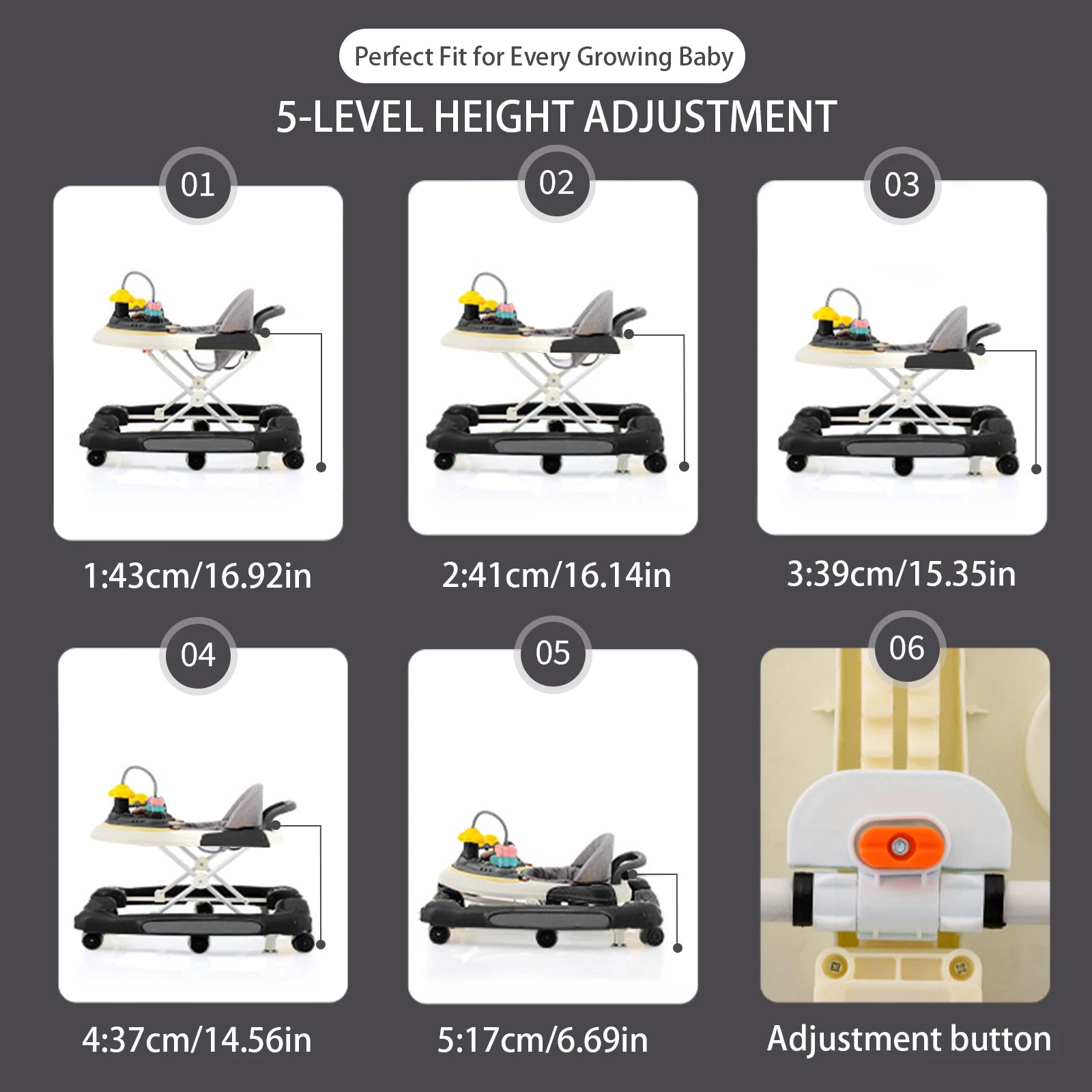 Baby Walkers With Universal Wheel Anti-Roll Anti O-Leg Walker Handcart Learning Start Walker Foldable Multifunction