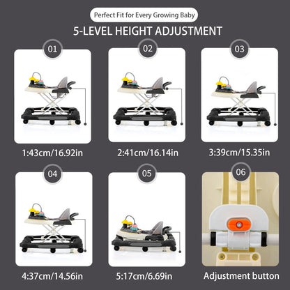 Baby Walkers With Universal Wheel Anti-Roll Anti O-Leg Walker Handcart Learning Start Walker Foldable Multifunction