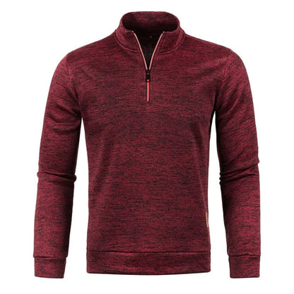Autumn Men's Half Zipper Sweatshirts Long Sleeve Solid Color Pullover Turtleneck Streetwear Winter Warm Jacket Sport Coats - Smarsty