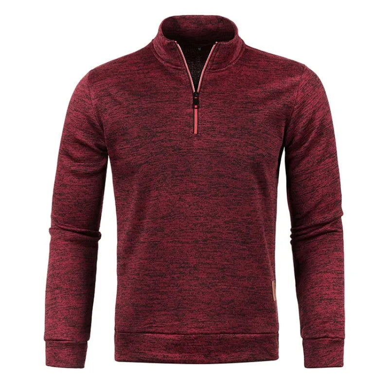 Autumn Men's Half Zipper Sweatshirts Long Sleeve Solid Color Pullover Turtleneck Streetwear Winter Warm Jacket Sport Coats - Smarsty
