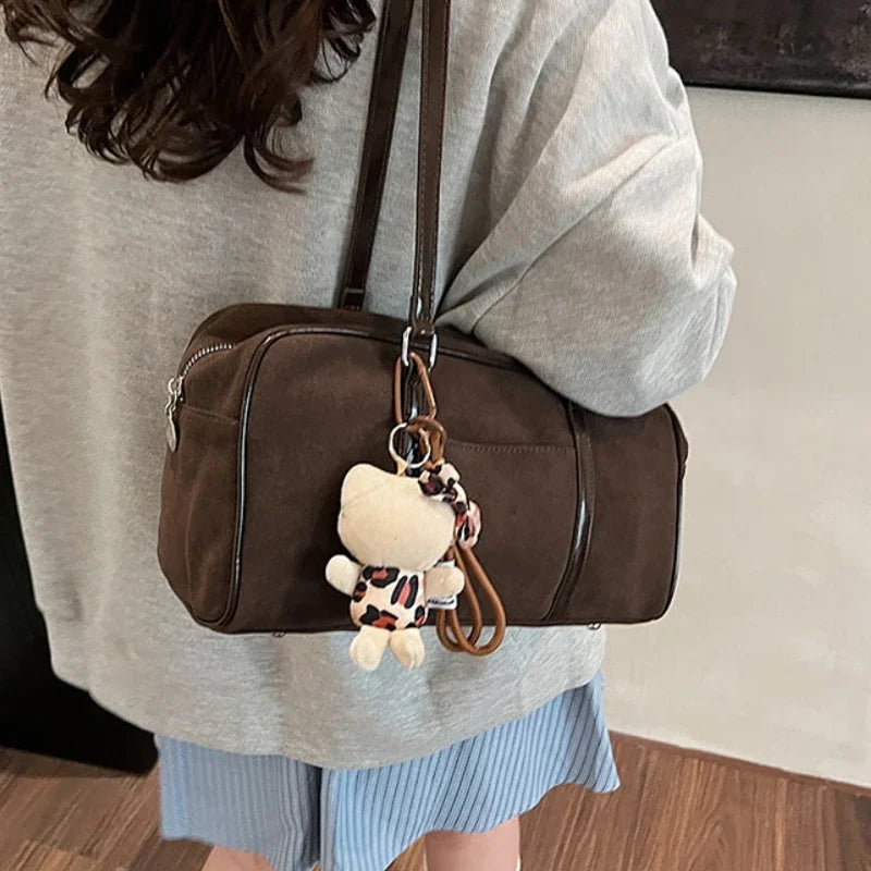 Casual Large Capacity Suede Shoulder Bag For Women Retro - Smarsty