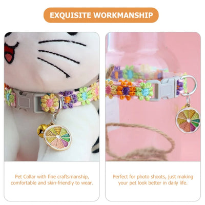 Pet Collar With Bell Cartoon Footprint Colorful Dog Puppy Kitten Collar Adjustable Safety Bell Ring Necklace Pet Accessories - Smarsty