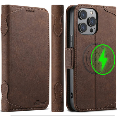 Card holder wallet Flip cover  phone case Compatible with MagSafe magnetic wireless charging For iPhone 17ProMax 16Plus 15 14 13
