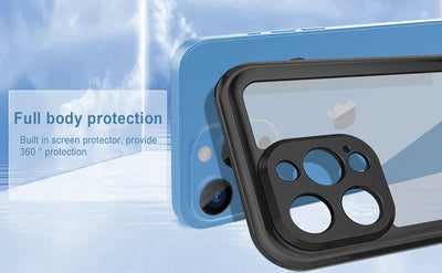 Full Sealed Clear IP68 Waterproof Case For iPhone 16 15 14 Plus 13 12 11 Pro Max Mini XS XR X Shockproof Cover Screen Protector by Smarsty