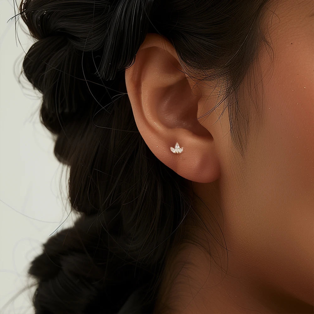 Sterling Silver Heart Zircon Stud Earrings Elegant Gift - Smarsty