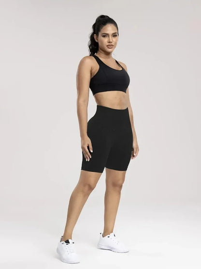 Seamless Sports Women Shorts Muliticolor Yoga Shorts Stretchy High Waist Running Cycling Leggings Hip Liftting Solid Gym Shorts - Smarsty