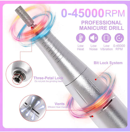Professional 45000RPM Electric Nail Drill Machine Portable Manicure Tool - Smarsty