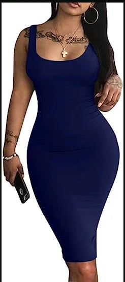 AliExpress Summer Sexy Tank Top Dress European and American Plus Size Women's Sleeveless midi Dress - Smarsty
