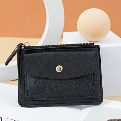 Women Simple Wallet Female PU Leather Purse Mini Zipper Solid Multi-Card Holder Coin Short Wallets Slim Small Wallet Zipper Hasp