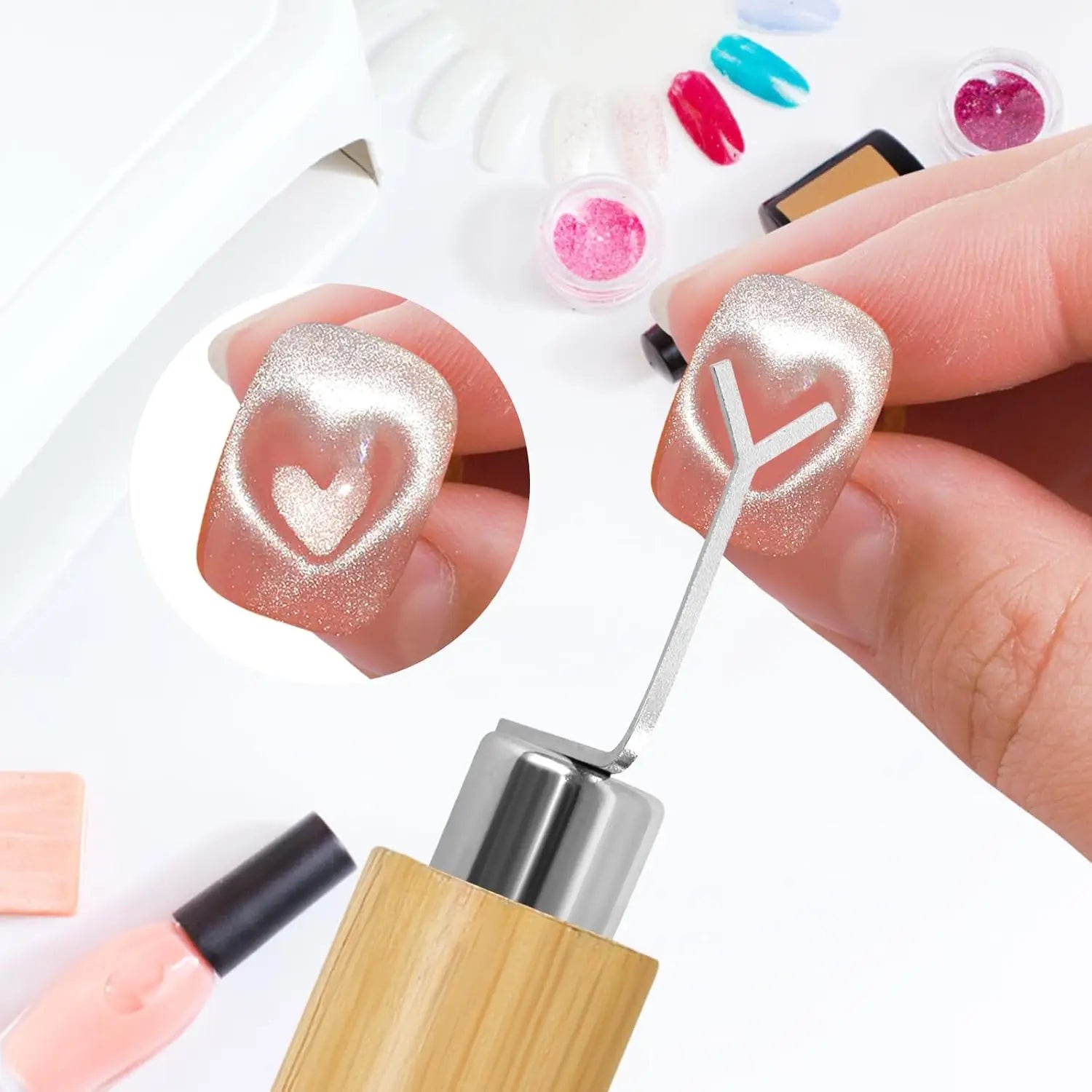 2Pcs Cat's Eye Nail Magnet for Heart-Shaped Effects - Smarsty