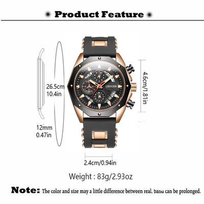 Fashion Men Watch with Auto Date and Silicone Strap - Smarsty
