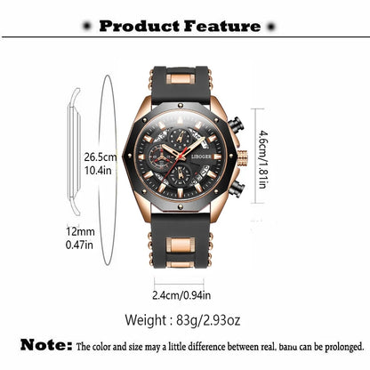 Fashion Men Watch with Auto Date and Silicone Strap - Smarsty