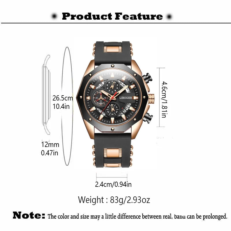 Fashion Men Watch with Auto Date and Silicone Strap - Smarsty