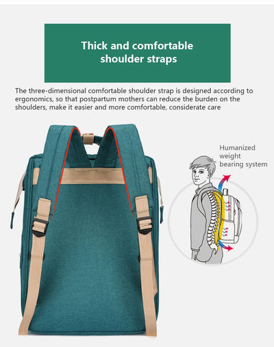 Folding Mommy Bag Lightweight Portable Folding Crib Bed Large-capacity Baby Backpack Female Mommy Outting Bag Mummy Bag by Smarsty