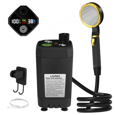 Camping Shower Pump RV Outdoor Shower Kit Camp Shower w/Full Screen Intelligent Digital Display Adjustable 6000mAh Shower Kit by Smarsty