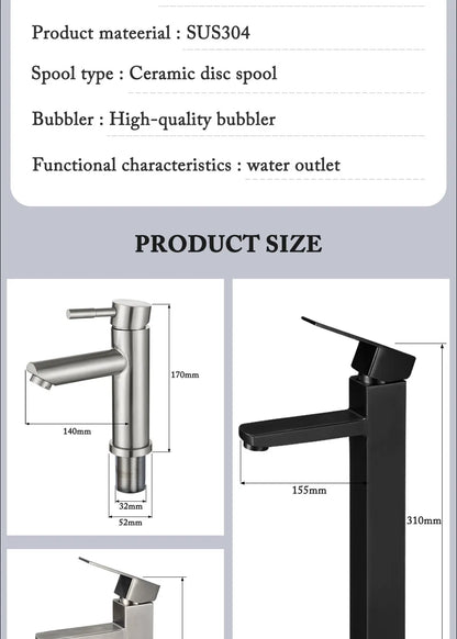 Black Square Bathroom Faucet Hot and Cold Mixer - Smarsty