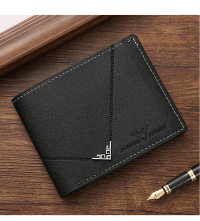Men's Slim Money Clip Wallet Credit Card ID Holder Casual Male Leather Short Multi Card Holder Purses Business Man Bifold Wallet - Smarsty