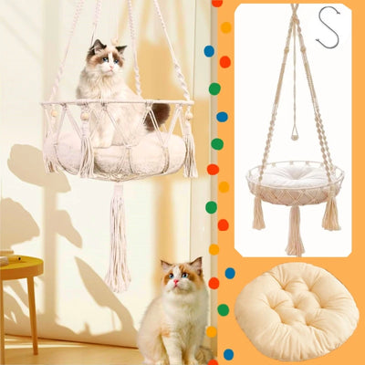 Handwoven Cat Hammock Swing Bed for Cozy Comfort - Smarsty