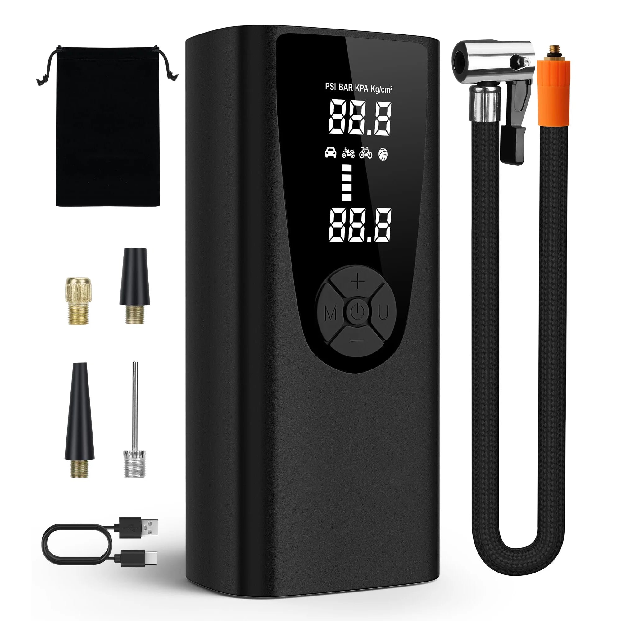 Portable Tire Inflator Air Compressor - 150 PSI Fast Inflation with Digital Display & LED Lighting