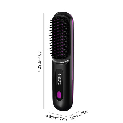 Cordless Hair Straightener Portable Straightener Brush 3 Adjustable Temp Hair Straightening Brush Anti-scald for Hair Styling