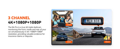 4K Car Dash Cam Featuring GPS And Three Lenses Elite - Smarsty
