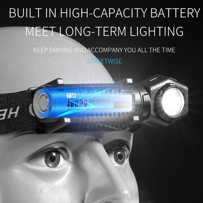 LED COB Headlight Band USB Charging Waterproof Head-Mounted Flashlight Detachable Multifunctional 5W/1600mAh for Running Cycling