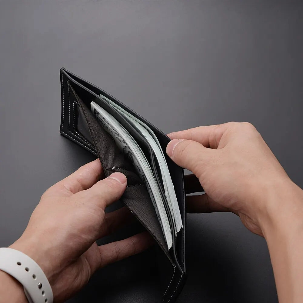 Pu Leather Men Short Wallet Thin Style Folding Young Men Credit Card Holder Wallet - Smarsty