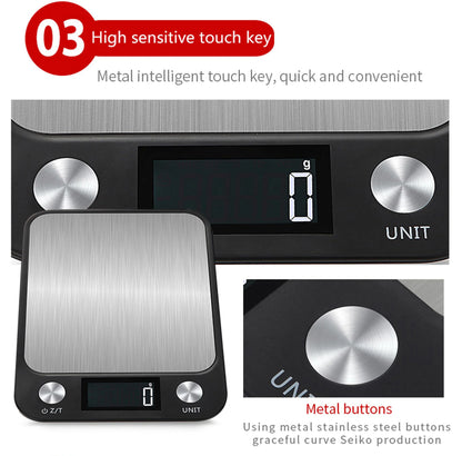 Digital Kitchen Scale 15Kg Stainless Steel Design - Smarsty