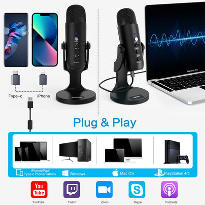 Haomuren USB Microphone for PC and Gaming Streaming - Smarsty
