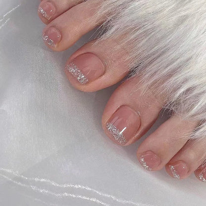 Colorful Flower Press On Nails Set with Glitter - Smarsty
