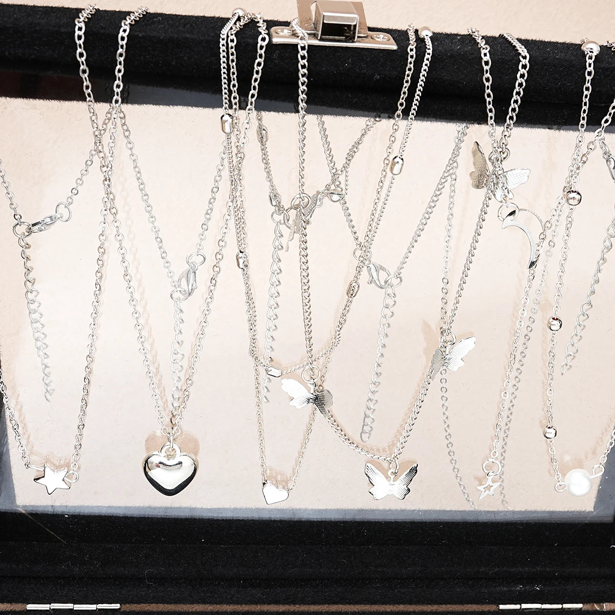 Silver Chic Jewelry Set For Women With Pearl Necklaces - Smarsty