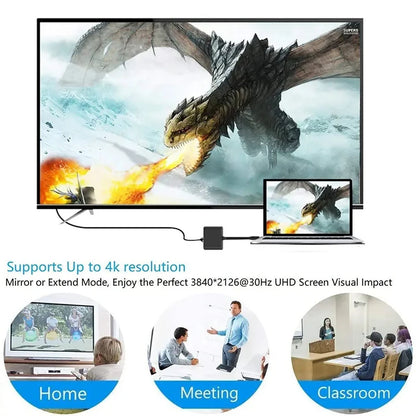 USB C Hub UltraHD HDMI Adapter Includes USB 3.0 Port
