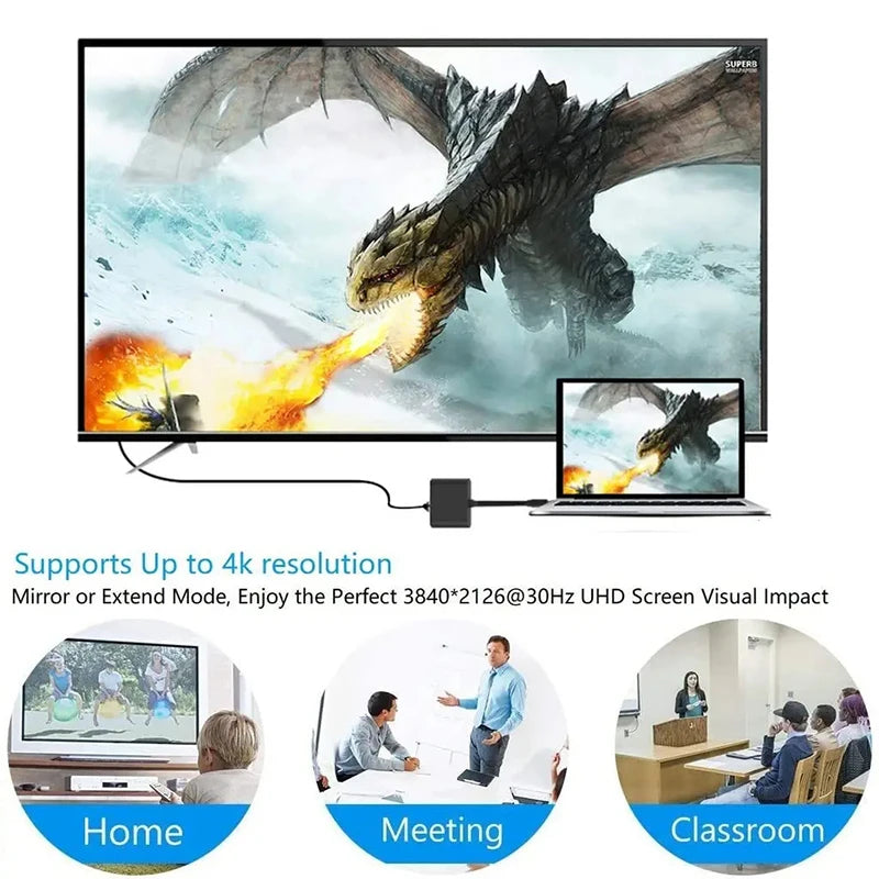USB C Hub UltraHD HDMI Adapter Includes USB 3.0 Port