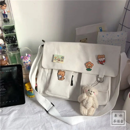Harajuku Messenger Bag For Girls Durable Canvas School Bag - Smarsty