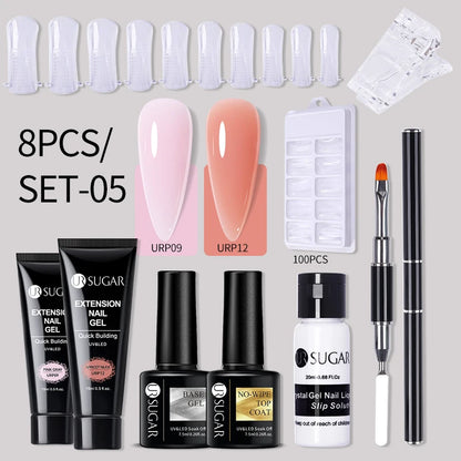 Nude Glitter Gel Nail Polish Kit for Long-Lasting Manicure - Smarsty