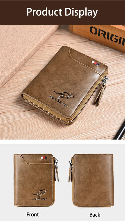 Mens Wallet Leather Business Card Holder Zipper Purse Luxury Wallets for Men RFID Protection Purses Carteira Masculina Luxury - Smarsty