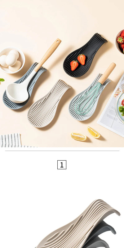 1/4Pcs Silicone Insulated Spoon Holder Heat Resistant Placemat Spoon Holder Cutlery Shelving Kitchen Tools Placemat by Smarsty