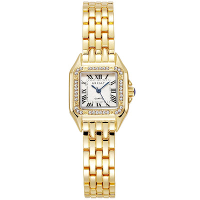 Light Luxury Women’s Gold Quartz Watch with Bracelet Clasp - Smarsty