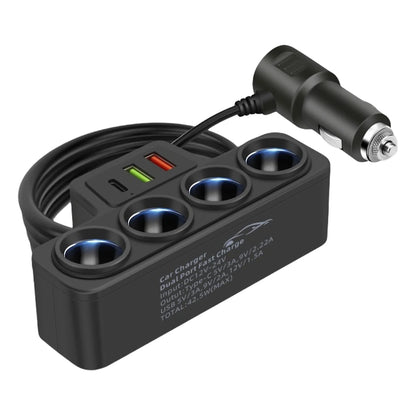 Fast Charger Plug QC3.0+PD 3.1A 12V-24V Phone Power Adapter 4-Socket 120W Car Cigarette Lighter Socket Splitter Plug 3 USB Ports