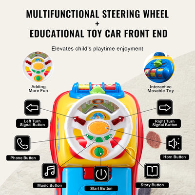 SucceBuy Toddler Ride On Push Car Sit to Stand Kids Ride On Toy Car with Music Steering Wheel Seat Storage for Toddlers - Smarsty