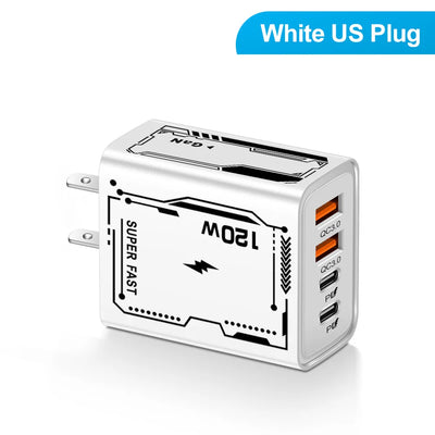 4 Ports USB C PD Charger Quick Charge 3.0 Type C USB Phone Chargers Fast Charging Adapter For iPhone 15 14 Samsung Xiaomi Huawei - Smarsty