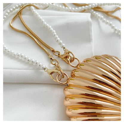 Pearl Mini Crossbody Bag Gold Shell Shoulder Purse Luxe - Smarsty