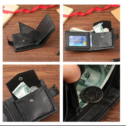 Men's Slim Bifold Wallets Leather Multiple Card Holder Purses with Driver License ID Windows Man Short Wallet with Coin Pouch - Smarsty