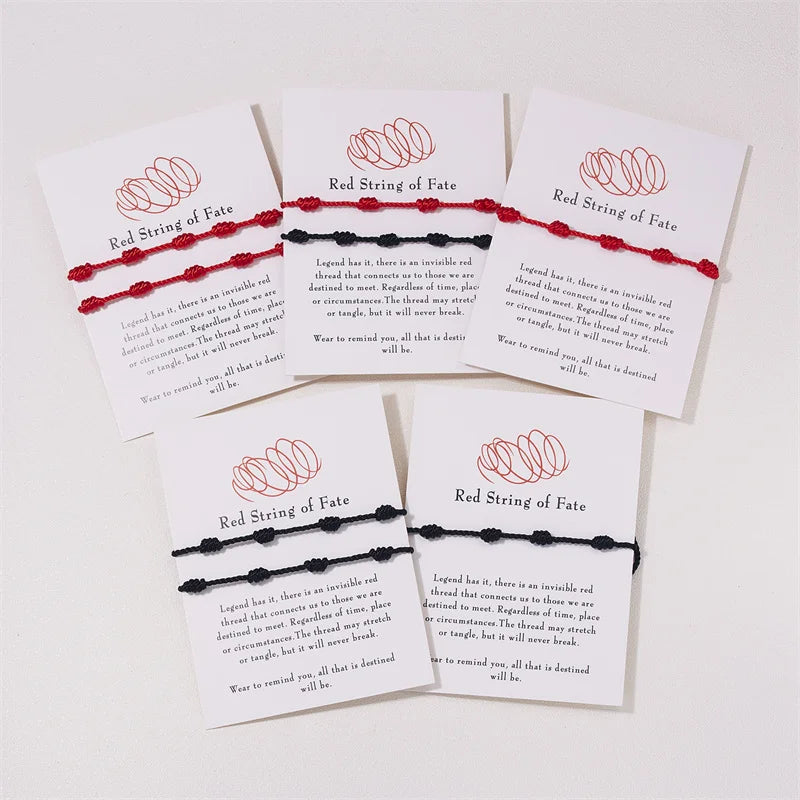 Handmade 7 Knots Red String Bracelet Set for Luck - Smarsty